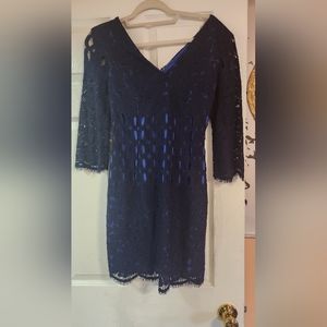 Blue dress with black lace cover